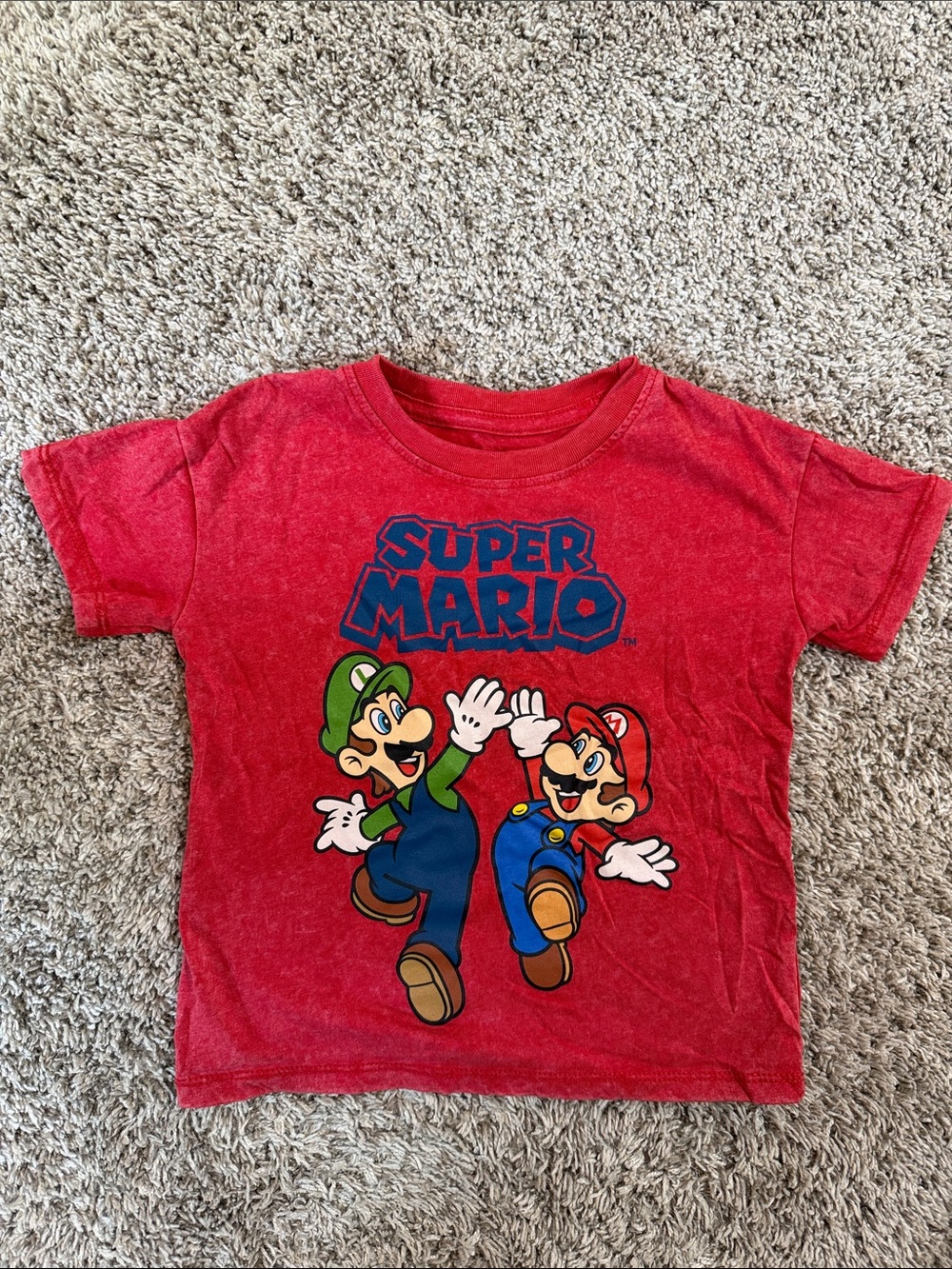 Nintendo Super Mario Red Kids Graphic Short Sleeve Tee Size 3T